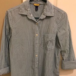 Striped blue and white Button down